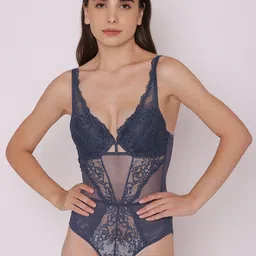 Treasure chest Selena Self-Design Lace Bodysuit with Plunge Neckline-image-62