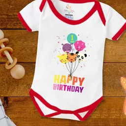 Babywish Infants Happy Birthday Printed Cotton Bodysuit-image-45