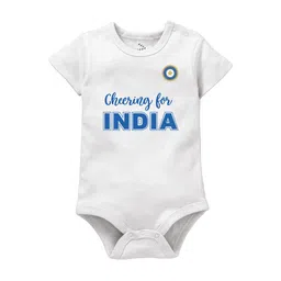 Zeezeezoo Infants Cheering For India Printed Pure Cotton Bodysuit-image-13