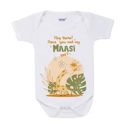 KNITROOT Infant Kids White & Peach Printed Cotton Bodysuit-image-83