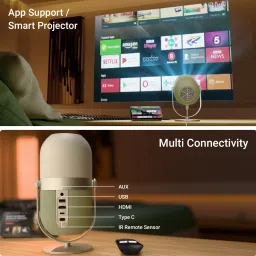 ZEBRONICS Zeb Pixaplay 54 (3800 lm) Portable /ZEB-PIXAPLAY 54 with 1080p Support, upto 140-inch Screen Size, Quad Core Processor, Auto Keystone Adaptation, Bluetooth, WIFI, HDMI, USB, AUX, APP Features, Miracast Smart LED Projector image 5