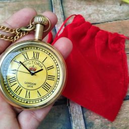 Ascent India Brass Pocket Watch Chain With Velvet Pouch for easy carry Handmade Gift 1 brass brass Pocket Watch Chain-image-5
