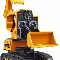 Friction Power 2 in 1 Bulldozer and Chain Excavator Truck Convert to Transformer, Friction Powered JCB Robot Construction Vehicle Trucks for Kids Boys Girls Toy-17