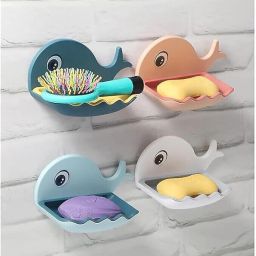 (PACK OF 2)Fish Shape Cute Adhesive Waterproof Wall Mounted Soap Dish-image-45