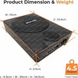 dulcet DC-ASW10X 10 inch 200W Active Underseat Subwoofer with inbuilt Tweeter & Amplifier Subwoofer image 4