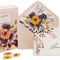 Blank Gold Foil Thank You Cards with Liner Envelopes & Floral Stickers Greeting Card-20
