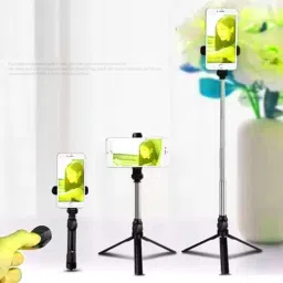 amesco High 3 in1 Selfie Stick multi-function Wireless Bluetooth XT-02 Selfie Stick with Remote Shutter 360 Rotate Extendable Handheld Foldable Mini Tripod Stand Foldable | selfie stick | tripod | Bluetooth shutter for Smartphones Professional Remote Control Selfie Stick Monopod 3 Axis Gimbal for Mobile image 2