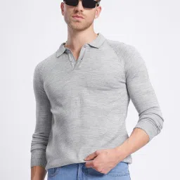 Men Solid Square Neck Grey Sweater-image-28