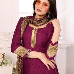 Unstitched Crepe Salwar Suit Material Printed-image-86