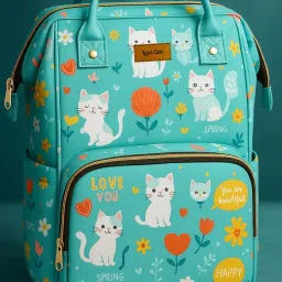 Diaper Bags for Mom Travel Basic Edition|6 Month Warranty (green ) printed diaper bag-29
