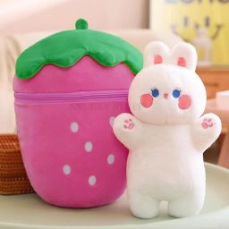 Latest Hidden Fruit Bunny Plush Soft Toy, Zipper Stuffed Animal for - 28 cm-image-43