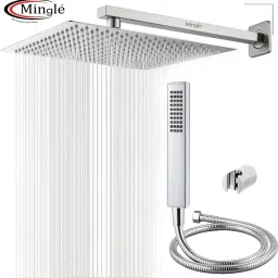 Mingle Ultra Slim Shower 6 Inch With 9 inch Square Arm (Telephone Hand Shower) Rain Shower Rainfall-38