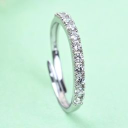 Minimal Classic Sterling Silver Cubic Zirconia Rhodium Plated Ring-image-22