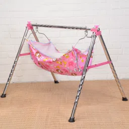 jin Semi Foldable Cradle With Round Frame (Pink) image 2