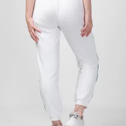 Women Solid White Track Pants-image-3