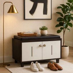 stunica Sit & Stow 8- Pairs Shoe Rack With Seating In Wenge & White Finish-picture-40