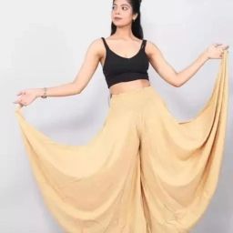Women Regular Fit Beige Viscose Rayon Trousers-image-83