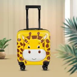 Cabin Suitcase (14.6 inch) 4 Wheels - 360° Rotation, Giraffe Printed Kids Trolley Bag with Adjustable Handle - Yellow-image-81