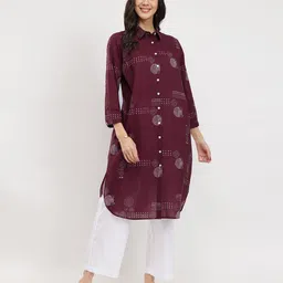 pink fort Women Printed Pure Cotton Straight Kurta-picture-25