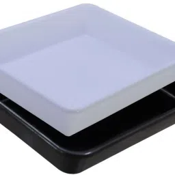 Plastic Prime Exel Small Tray For Home/Office, 2 pc Tray 2 Ltr, White Black Tray-image-68