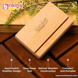 brainytots Stable Flashcard Stand | Natural Wood Display | Enhances Visual image 4