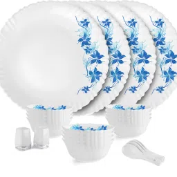 Pack of 22 Opalware Dazzle Series Blue Swirl Crockery Set | Dishwasher Safe | Light-Weight Dinner Set-11