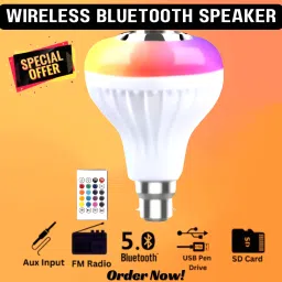 GUGGU Bluetooth Music Bulb Speaker With Remote Control Change Disco light for HomeE60 Smart Bulb-picture-2