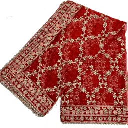Net Embroidered Red, Multicolor Women Dupatta-picture-10