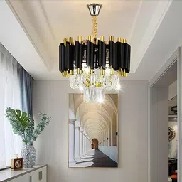 xozti crystal Black Gold polish metal 300mm hanging ceiling (Black, Gold) Chandelier Ceiling Lamp-picture-49