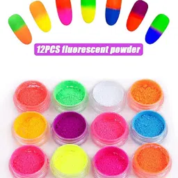 facejewel 12 COLOR Luminous Dipping Nail Powder Kit Fluorescent Nail Glitter Dip Powder-picture-8