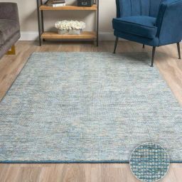 Blue & Brown Abstract Wool & Viscose 5 x 7 Feet Hand Woven Carpet by Kaleen India-picture-12