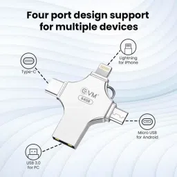 EVM EnStore 4 in 1 OTG FlashDrive/Type C/Lightning/USB 3.0 for PC/IOS/Android 64 GB Pen Drive Compatible with Desktop Computer, Laptop, Mobile USB 3.0 Metal Case image 3