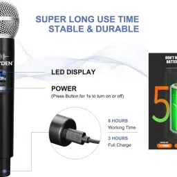 hayden Wireless Mic, Microphone, UHF Karaoke Dynamic mic with Type C Microphone image 4