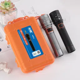 mz M932 (LED METAL RECHARGEABLE TORCH) Zoomable 80W with 1500mAh Battery Torch image 3