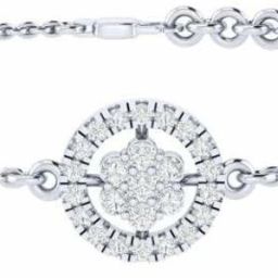 Diamtrendz Jewels Cluster Halo BIS Hallmarked Pure Gold Platinum 14kt Cubic Zirconia Bracelet-image-30