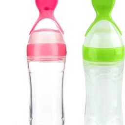 Baby Food Feeding Spoon, Ultra Soft Food Grade Silicone 2 Pieces ( Pink, Green ) - 250 ml-image-66