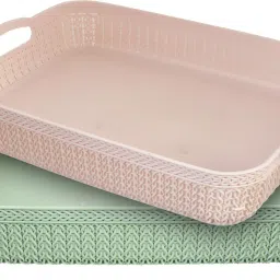 Plastic 2 Piece Plastic Storage Basket Storage Basket-image-1