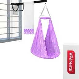 Toddler Baby Swing Cradle with Mosquito Net Spring and metal window cradle hanger-image-36