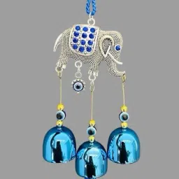 Blue Evil Eye Elephant Hanging Wind Chime for Protection and Good Luck Aluminium Windchime-image-14