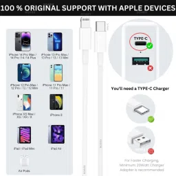 RoarX Type C 6 A 1 m Lightning Cable 1 m Apple Type C USB to Lightening, Fast Charging & Data Sync USB Cable image 5