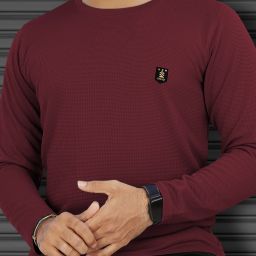 Men Solid Round Neck Polyester Maroon T-Shirt-picture-38