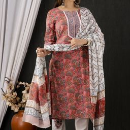 divastri Women Pure Cotton Kurta Pant Dupatta Set-picture-24
