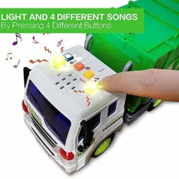 kru mir Unbreakable City Garbage Truck Toys for Kids Friction Powered with Lights & Realistic Sounds. Made from ABS Plastic with Move able Rotating Dump Trolley image 3