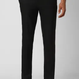 Men Slim Fit Black Polyester Trousers-image-42