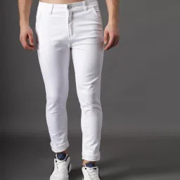 Men Relaxed Fit Mid Rise White Jeans-image-22