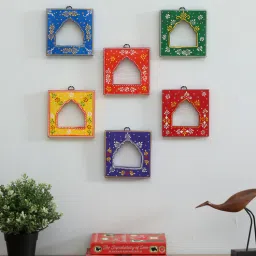suncity decors Set of 6 Multicolor Emboss Handpainted Engineered Wood Jharokha Frame-picture-1