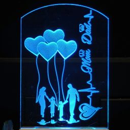 MOM DAD Acrylic 3D Illusion RGB 7 Colour Changing LED Plug n Play Night Lamp-image-55