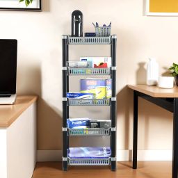 5-Tier Multipurpose Racks For Storage | Kids Toy Organizer | Silver Plastic Open Book Shelf-13