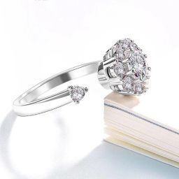 AD RINGS Silver Cubic Zirconia Silver Plated Chain Ring - Single Finger-image-2