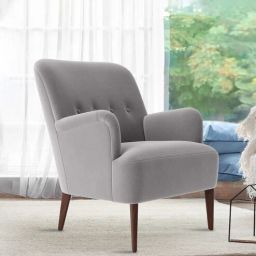 casacraft from pepperfry London Velvet Lounge Chair In Grey Colour-picture-38